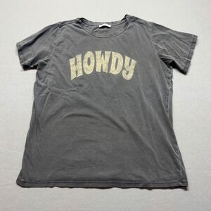 Tres Bien Howdy Graphic Tee Faded Black Distressed Western T-Shirt Short Sleeve